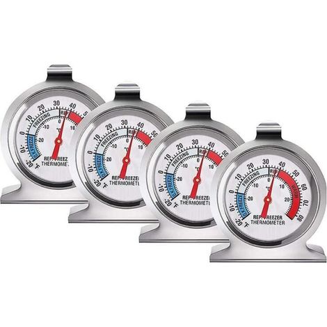 4er-Pack Kühlschrank- und Gefrierschrankthermometer, Thermometer mit großem Zifferblatt (1/4)