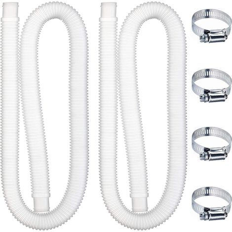2 pcs Tuyau Piscine 32mm, Tuyaux de Rechange pour Piscine 1,5m de Long, Tuyau de Filtre de Piscine, Tuyau Aspiration Pompe pour Piscines Hors Sol avec 4 Pinces Métalliques (1/5)