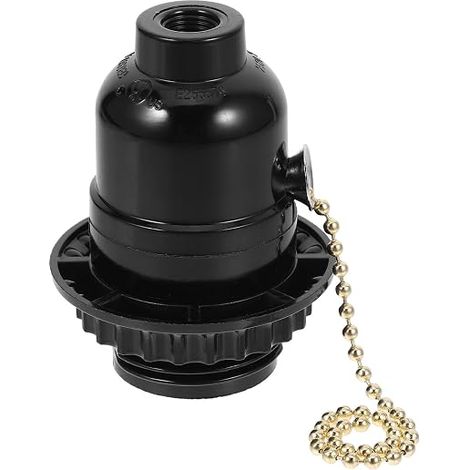 Douille de Lampe Suspendre Industrielle Vintage avec Interrupteur à Tirette Noire E27 Adaptateur en Plastique et Métal, Installation Facile (1/5)
