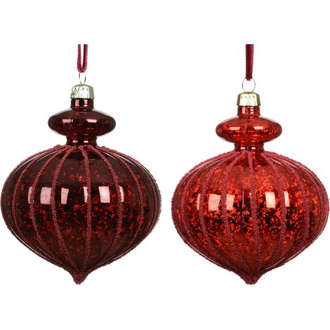 pallina di natale effetto mercurio con perline D 8 cm colori modello assortito Peraga Christmas