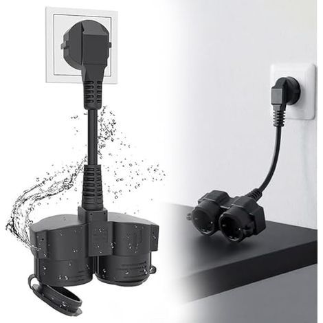 Rallonge Electrique avec 2 Prises Schuko: 16A Rallonge Double Prise Schuko IP44 Etanche Cable D'extension Schuko pour Maison Bureau Intérieur ou Extérieur (1/5)