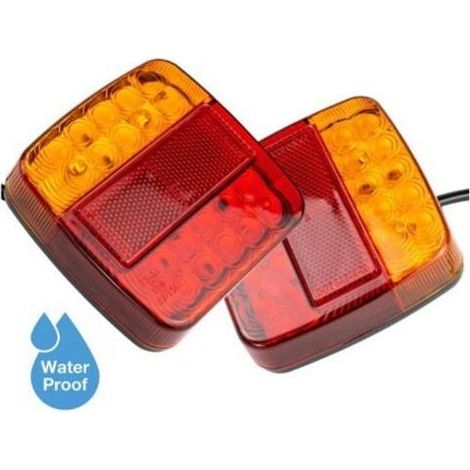 Feux Arrière Remorque LED 12V Imperméables avec Éclairage Plaque et Réflecteur Lot de 2 (1/4)