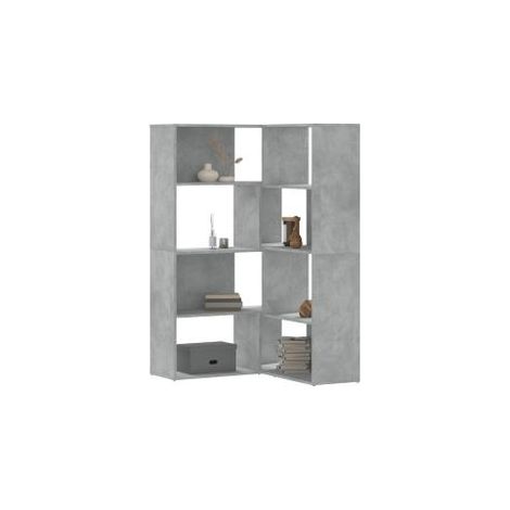 Bibliothèque d'angle à 4 niveaux gris béton bois d'ingénierie (1/5)