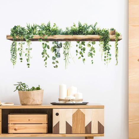 CCYKXA  Green Plant Wall Stickers, Hanging Adhesive Wall Art Decoration, Wall Decal for Kitchen, Living Room, Bedroom, Bathroom