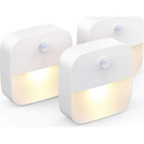 Veilleuse Led, Lampe de Nuit Murale avec Détecteur de Mouvement autocollante, Veilleuse Murale pour Salle de Bains, Chambre, Couloir, Blanc Chaud (1/4)