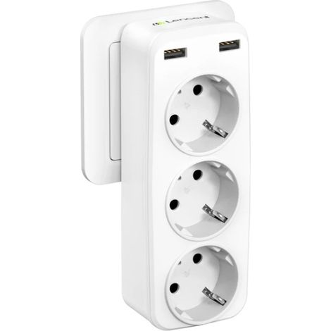 Enchufe eléctrico, divisor USB Lencent blanco 5 en 1, 3x hembra, 2x USB A (1/5)
