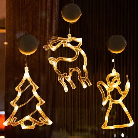 Weihnachtsdekorationsset (3-teilig), Lichterkette mit Saugnäpfen, batteriebetriebene Lichterkette (1/5)