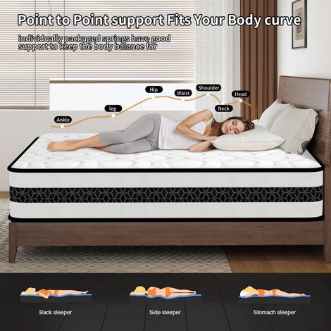 Yidatong – Matelas mémoire de forme 140x190 cm – Hauteur 26 cm – Confort ferme – 7 zones – Mousse polyuréthane haute densité – Housse respirante