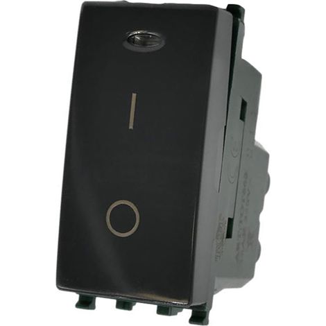 Interruttore bipolare con spia luminosa nero compatibile con vimar plana pulsante luce 16ax 250vac (1/3)