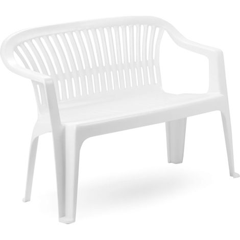Dmora - Panchina da esterno 0, Panca monoblocco da giardino, Panchina outdoor, 100% Made in Italy, Cm 114x55h82, Bianco