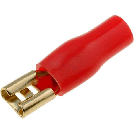50x Connecteurs plats 4.8mm - dore isole rouge - femelle