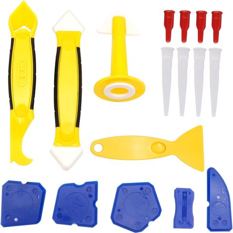 Set mit 17 Dichtungswerkzeugen, Silikon-Dichtstoff-Schneidewerkzeug, Ersatzwerkzeug zum Entfernen von Dichtungsspitzen für Küchenspüle, Badezimmer und Fenster. (1/5)