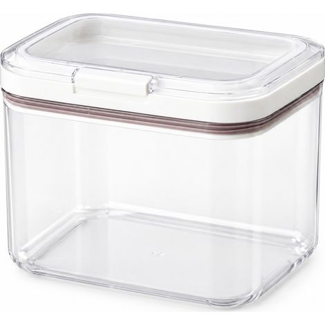 Boîte de rangement hermétique pour perles de gel vaisselle, 1,2 L, couvercle blanc, étanche à l'humidité, pour la cuisine et le linge. Couvercle transparent. (1/5)