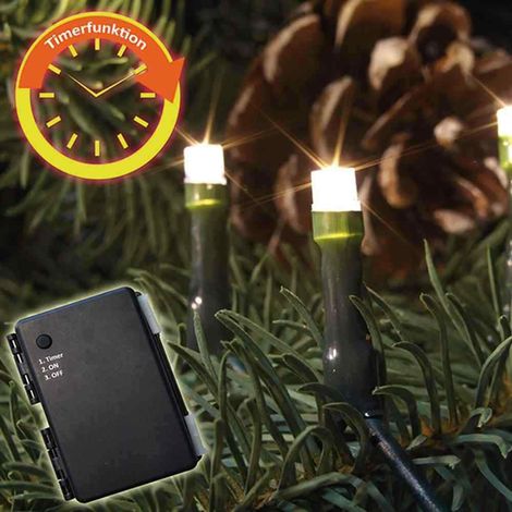 LED-Batterielichternetz 2x2 Meter 200er warmweiße LED,Zuleitung 50cm, für Außen inkl. Timer (1/5)