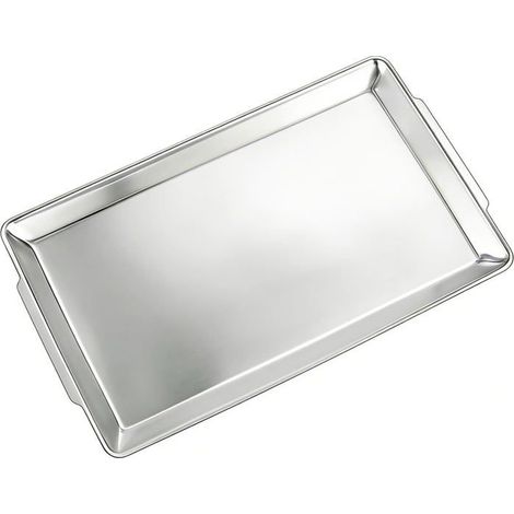 Plateau de service rectangulaire - MICH - 40x24 cm - Acier inoxydable - Argent - Design élégant - Durable et résistant (1/5)