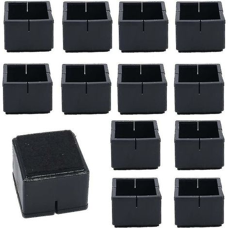 12Pcs Protege Pied de Chaise Carré 42-48mm Protège Jambes Table et Chaise PVC Capuchons Carrés avec Feutre Protege Pied de Chaise Carre Noir pour Jambes de Chaise Jambes de Table Jambes de Sofa (1/4)