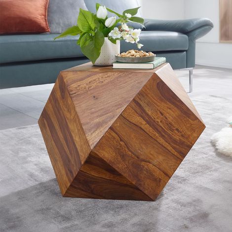 Table d'appoint 57x57x42,5 cm en bois de sheesham massif marron (1/5)