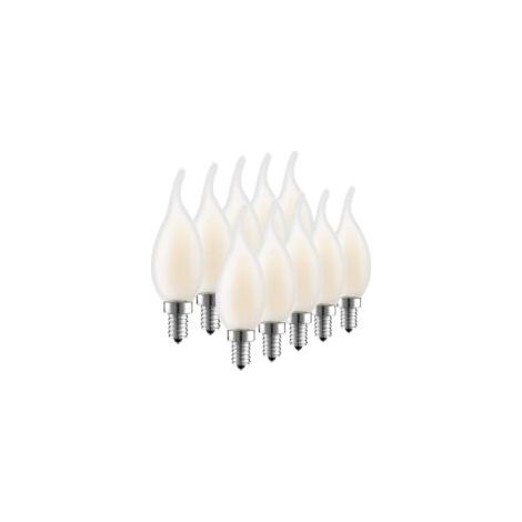 Ampoule LED E14 à Filament Dimmable, Lot de 10 Ampoules Flamme, 4 Watts Consommés Equivalence Incandescence 40W, 2700K Blanc Chaud et 400LM, Angle de Faisceau 360° [Classe énergétique A+],