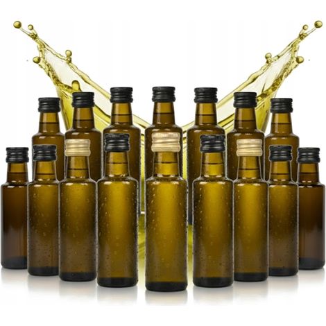 50 botellas Dorica de 100 ml para aceite de oliva con tapón antiderrame para aceite, jarabe o licor. (1/5)