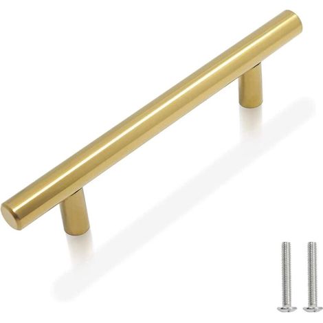 10 Stück Möbelgriffe Edelstahl Moderne Schubladengriffe Schrankknöpfe mit Schrauben - Gold/128mm (1/5)