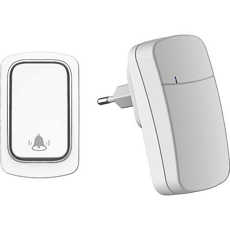 Sonnette sans fil auto-alimentée, sans pile, portée jusqu'à 200 m, 38 sonneries, 3 niveaux de volume, facile à installer (blanc) (hy)-AquaForge (1/5)