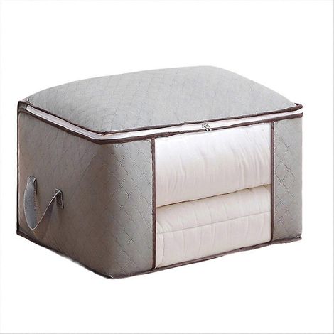 Grand sac de rangement pour couettes et vêtements, 60x34x40 cm, grande capacité, rangement textile, housse de stockage pour literie, organisateur de placard (1/5)