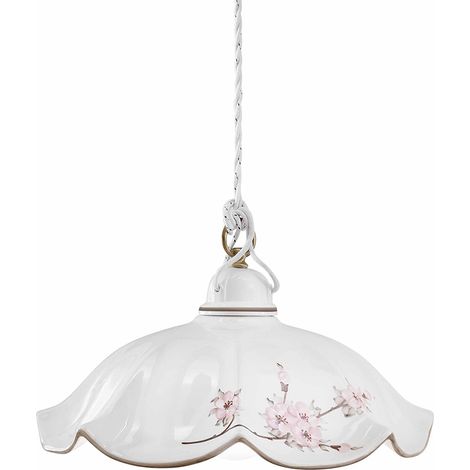 Lampadario Classico Belluno Ceramica E Ottone Satinato Decorato 1 Luce E27 (1/5)