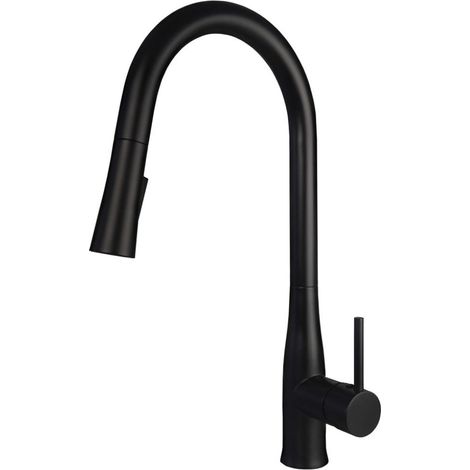 Mitigeur de cuisine en laiton avec bec extractible et 2 jets, noir - Lukvo