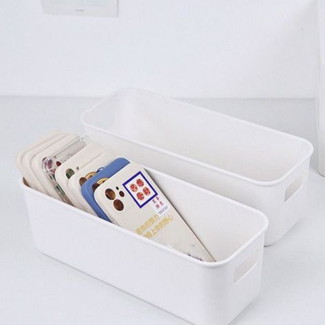 bac de rangement pour coque de téléphone Boîte de rangement de bureau en plastique rectangulaire, grande meuble bac (1/5)