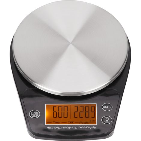 Balance de cuisine électronique portable en acier inoxydable avec minuteur, idéale pour les aliments et le café.-AquaForge (1/5)