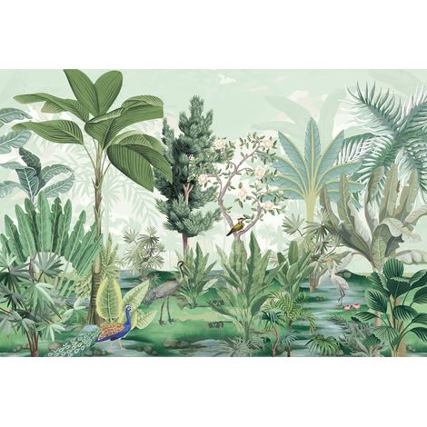 Papier peint panoramique - Jardin Oiseaux - 130 cm x 88 cm (1/2)