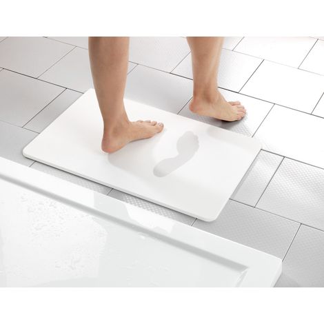 WENKO Tappeto da bagno Simi in diatomite, tappeto antiscivolo per il bagno, diatomite, 60x39 cm, Bianco (1/4)
