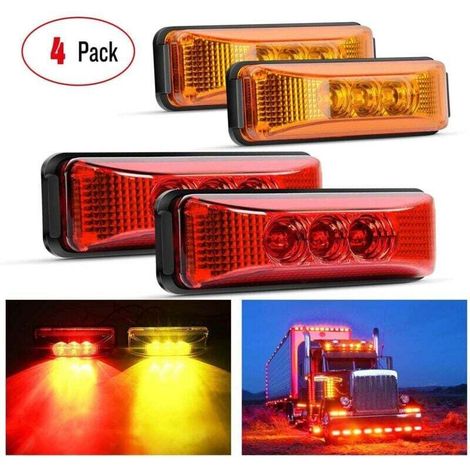 3,9-Zoll-3-LED-Seitenmarkierungsleuchten für LKW-Anhänger, wasserdichte Aufbaumontage (Rot, Orange) - Crezuo (1/4)