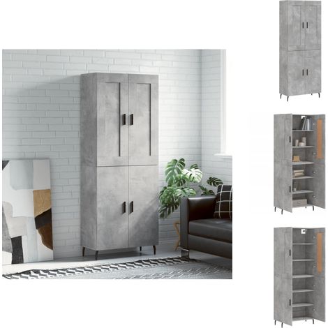 Sideboards - Living Highboard Betongrau 69,5x34x180 cm Holzwerkstoff (1/5)