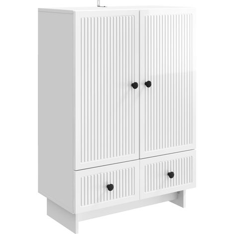 vidaXL Credenza Bianco Lucido 66 x 34,5 x 95 cm Legno