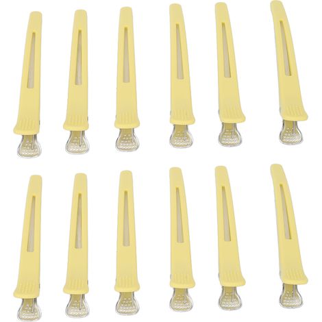 Lot de 12 pinces à cheveux jaunes « bec de canard » sans couture, pinces de coiffure professionnelles, pinces latérales, pinces à frange, pinces de positionnement des cheveux (1/5)