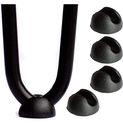 Lot de 4 pieds de protection pour pieds en épingle à cheveux en Plastic pour chaise ou meubles - Noir (1/5)
