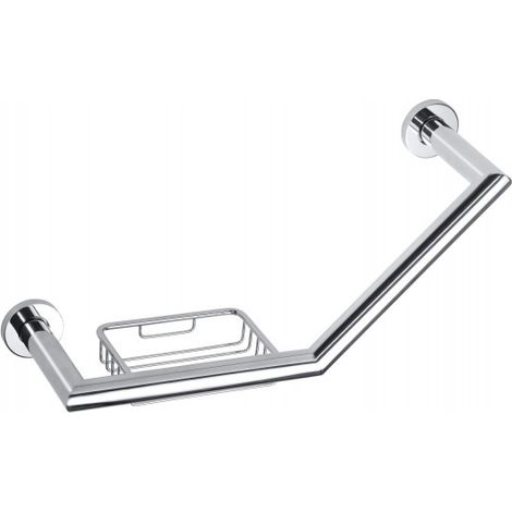 Barre de maintien coudée avec porte savon OMEGA laiton chromé 40x25x13 cm (1/2)