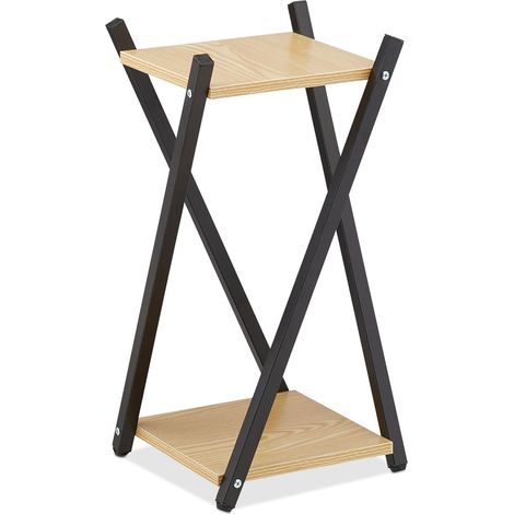 Scaffale per piante geometrico 57 x 29 x 29 cm design elegante interno in MDF effetto legno nero 130010954