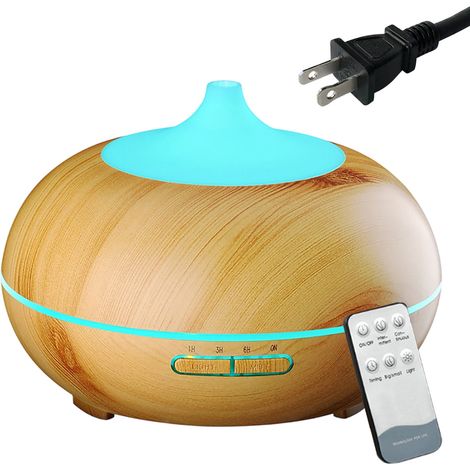 Diffuseur d'huiles essentielles à imitation bois, avec télécommande Bluetooth ultrasonique, pour la maison ou le bureau. Machine à oxygène pour l'eau. (1/5)