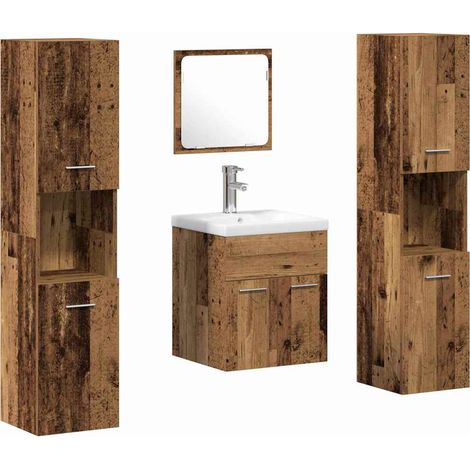 Maison Exclusive - Juego de muebles de baño con puerta 4 pcs Made