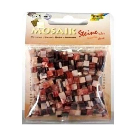 Guijarros de mármol para mosaico de 5x5 mm, color rojo.