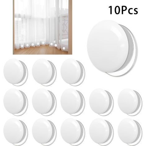 Lot de 10 poids magnétiques pour rideaux, 4 cm, pour rideaux, nappes, drapeaux, doublures extérieures (blanc) (1/5)