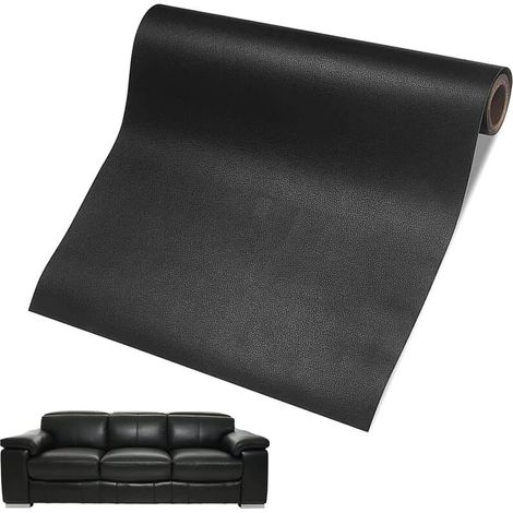Lederkleber (50 x 137 cm), Lederkleberrolle, Reparaturflicken, Kunstlederkleber für Sofas, Autositze, Taschen und Bastelarbeiten (schwarz) (1/4)