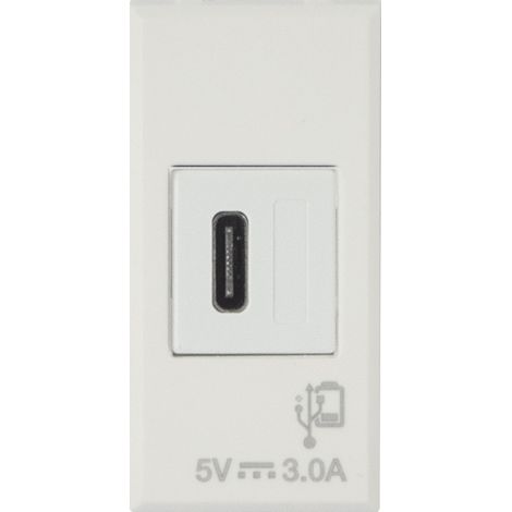 Caricatore USB Tipo C 3A 1 modulo Bianco Whitek S44 Ave 446082USBC