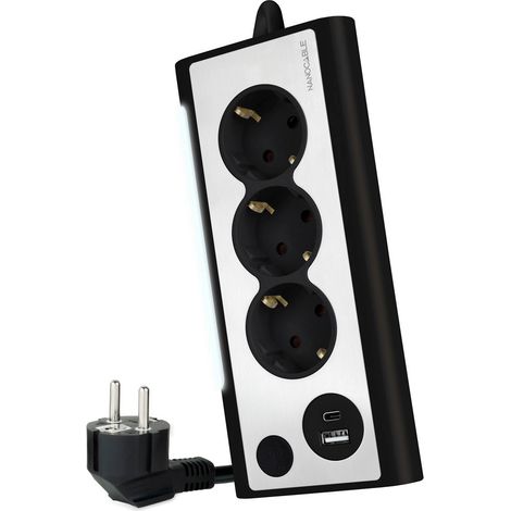 Base 3xplug 2xusb Desktop Nero Nanocable 10.37.0013-bk (1/4)