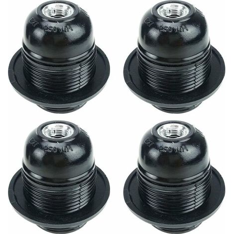 E27 screw socket black, E27 lamp socket, 4 E27 sockets, E27 lamp sockets, solid lamp sockets, black socket adapter, lamp sockets for decoration in bars, kitchens, canteens, industry and DIY projects (1/5)