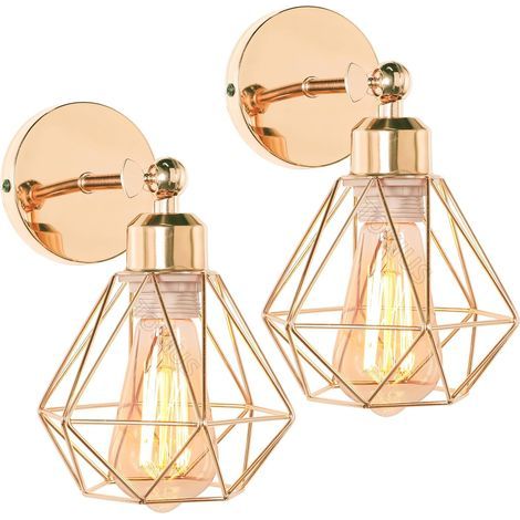 Set of 2 Wall Sconces, Metal, 180° Adjustable, E27, Vintage, Indoor (1/5)