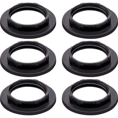 Lntyq Set mit 6 Klemmringen für E14-Lampenschirm aus schwarzem Kunststoff (1/4)