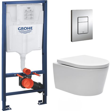 Pack WC Rapid SL + cuvette sans bride SAT, fixations cachées + plaque Skate chrome (RapidSL-SATrimless-SP)